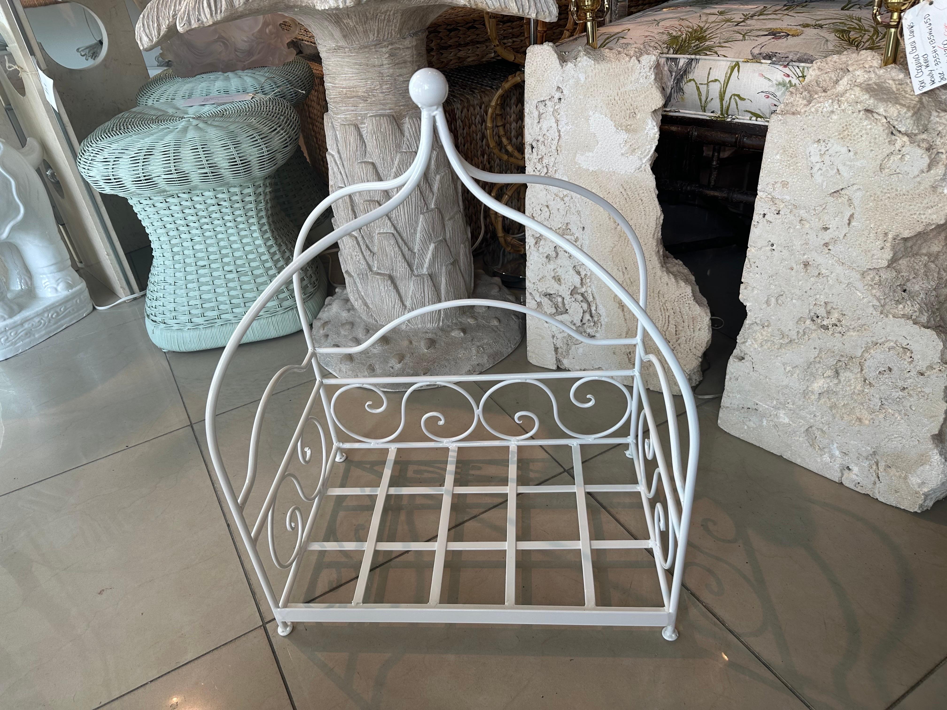 Vintage Newly Finished Upholstered Metal Canopy Dog Pet Bed Palm Beach Pagoda For Sale 1