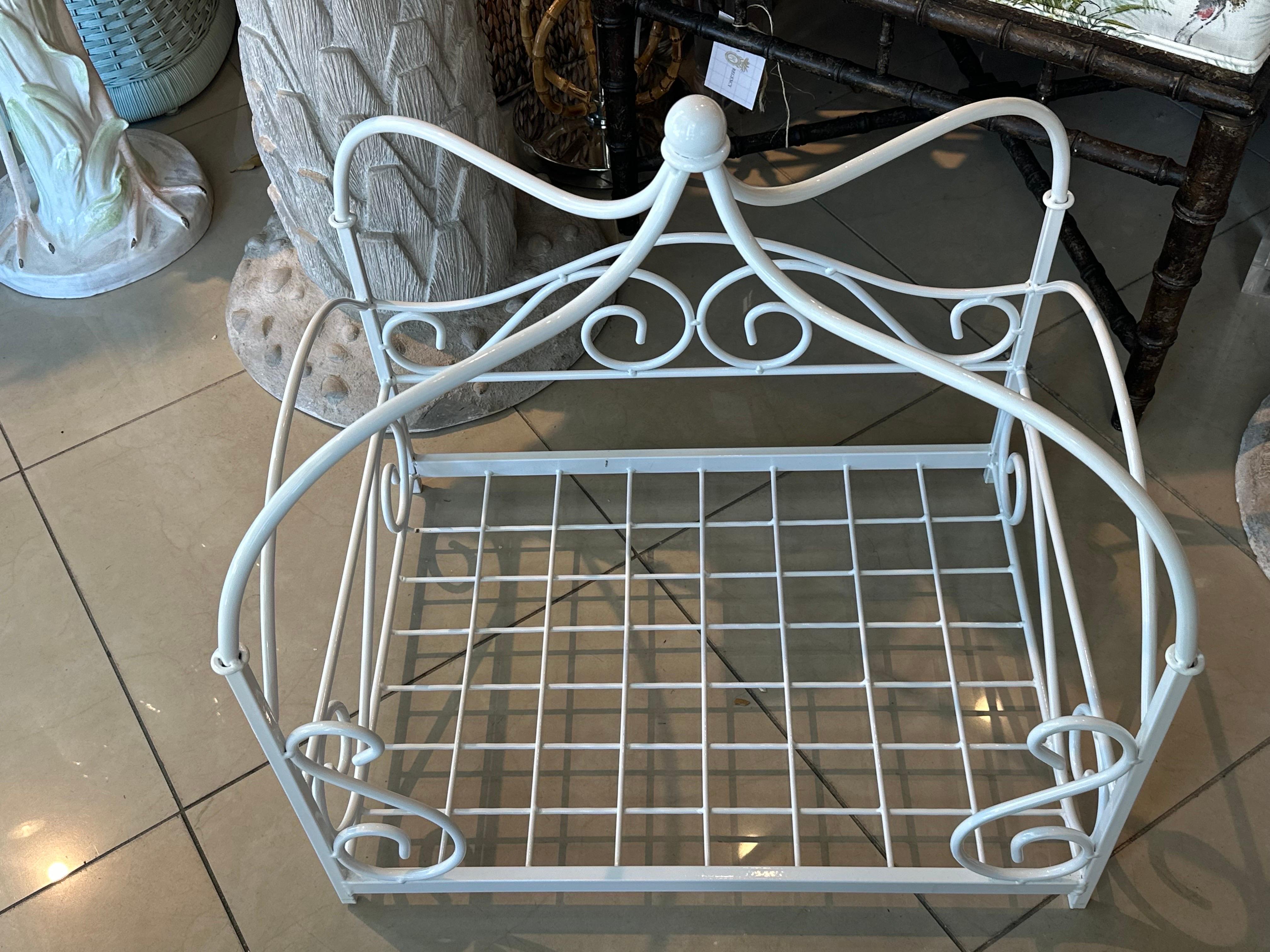 Vintage Newly Finished Upholstered Metal Canopy Dog Pet Bed Palm Beach Pagoda For Sale 1