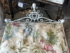 Vintage Newly Finished Upholstered Metal French Dog Pet Bed Palm Beach Birds