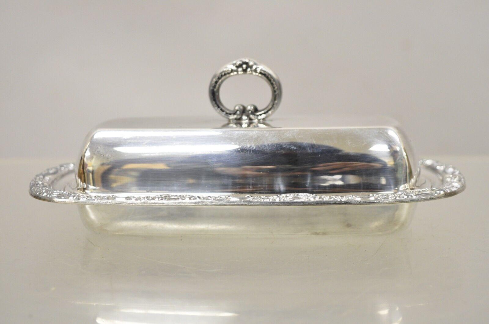 Vintage newport silver plated covered butler dish tray with lid. Circa Early to Mid 20th Century. Measurements: 3