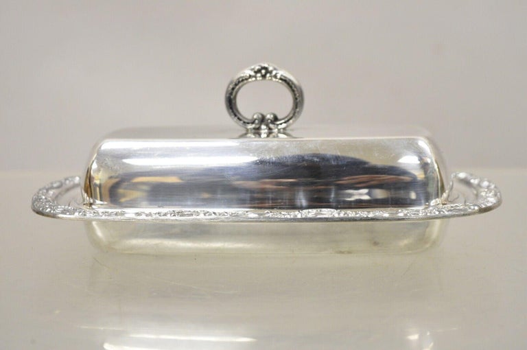 Vintage Newport Silver Plated Covered Butter Dish Tray with Lid For