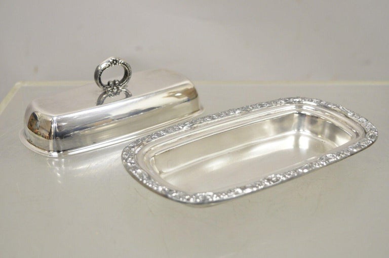 Vintage Newport Silver Plated Covered Butter Dish Tray with Lid For
