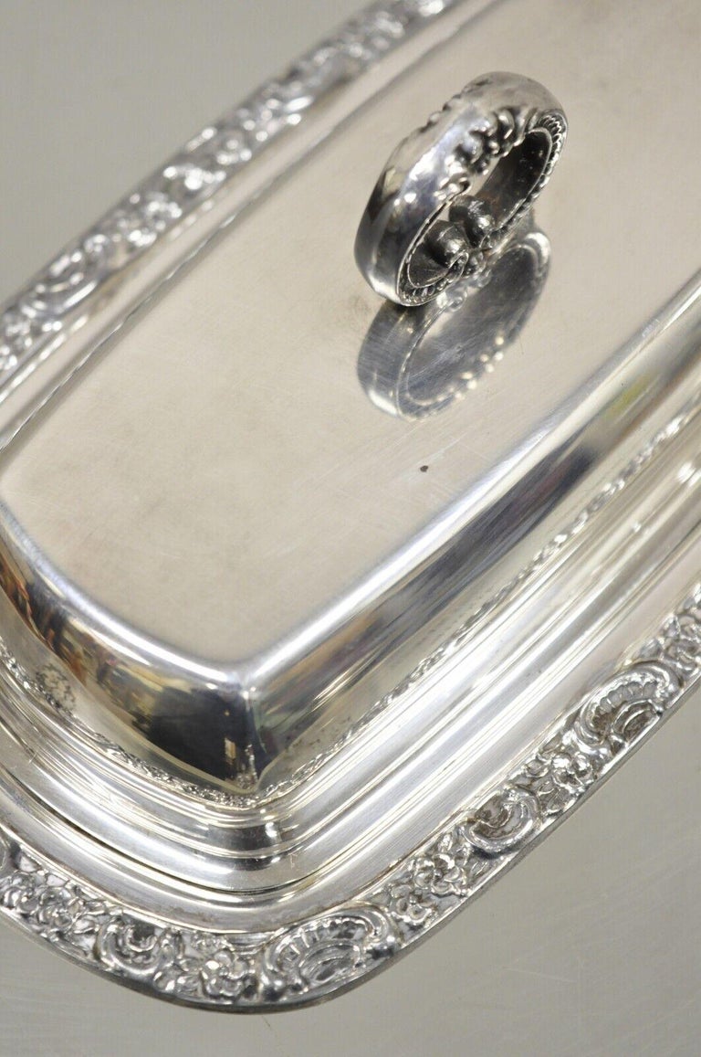 Vintage Newport Silver Plated Covered Butter Dish Tray with Lid For