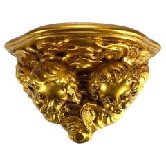 Vintage Niccolini Italia Gilt Wood Cherub Wall Sconce C1950