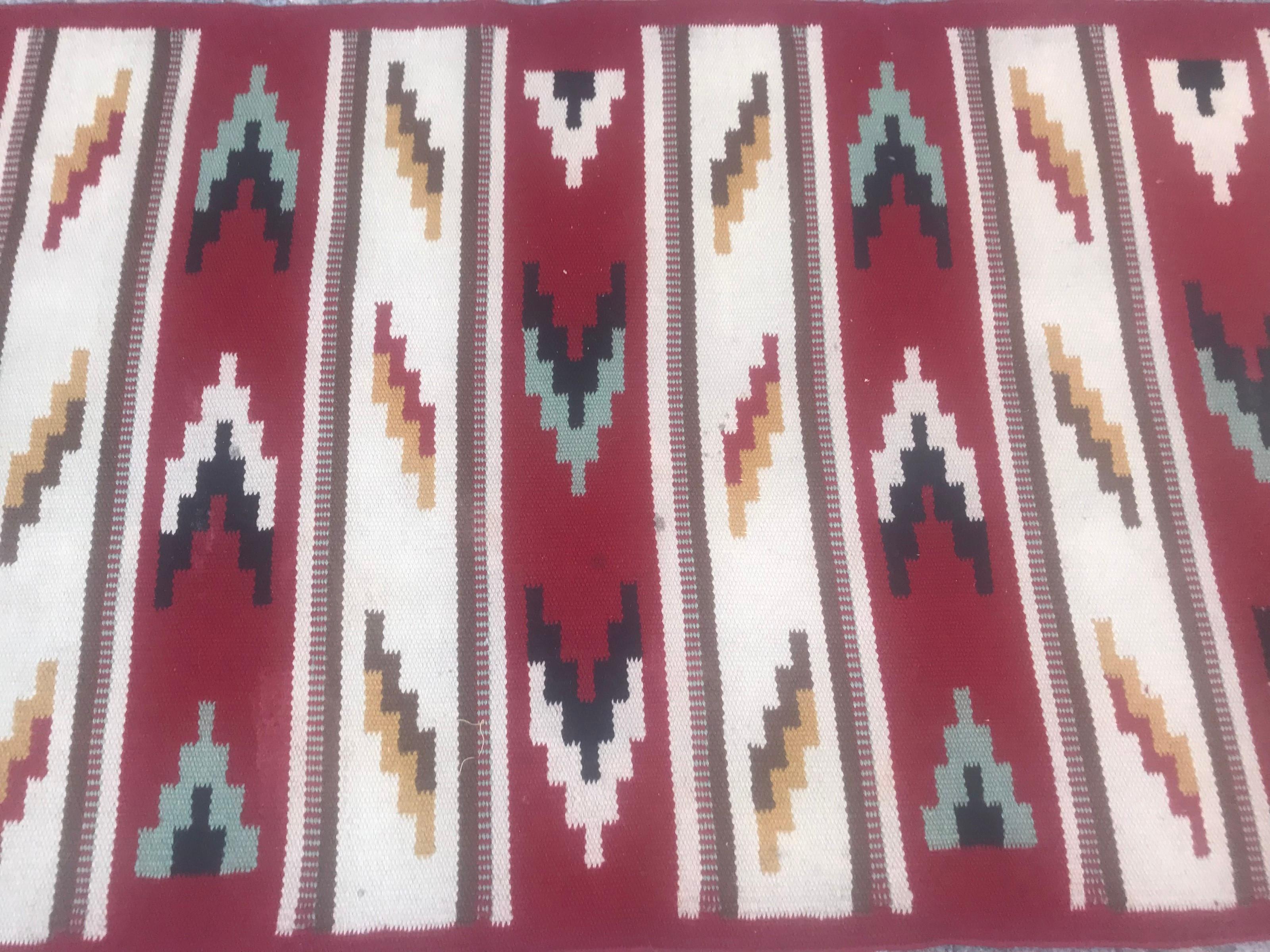 Hand-Woven Vintage Nice Swedish Flat Runner Kilim