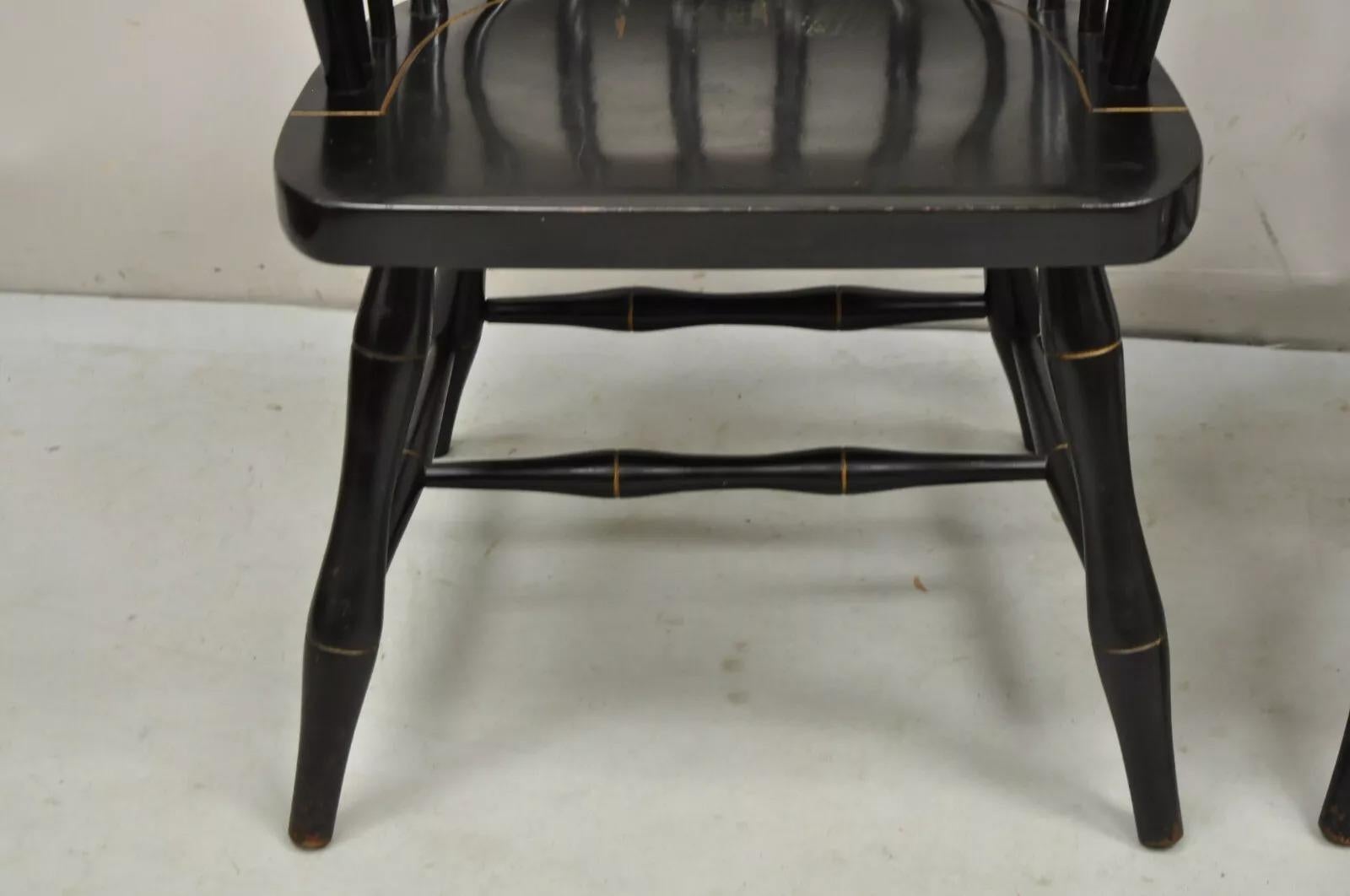 Vintage Nichols & Stone Black Harvest Stencil Hitchcock Style Arm Chairs - Pair 1