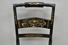Vintage Nichols & Stone Hitchcock Harvest Stencil Painted Black Side Chair