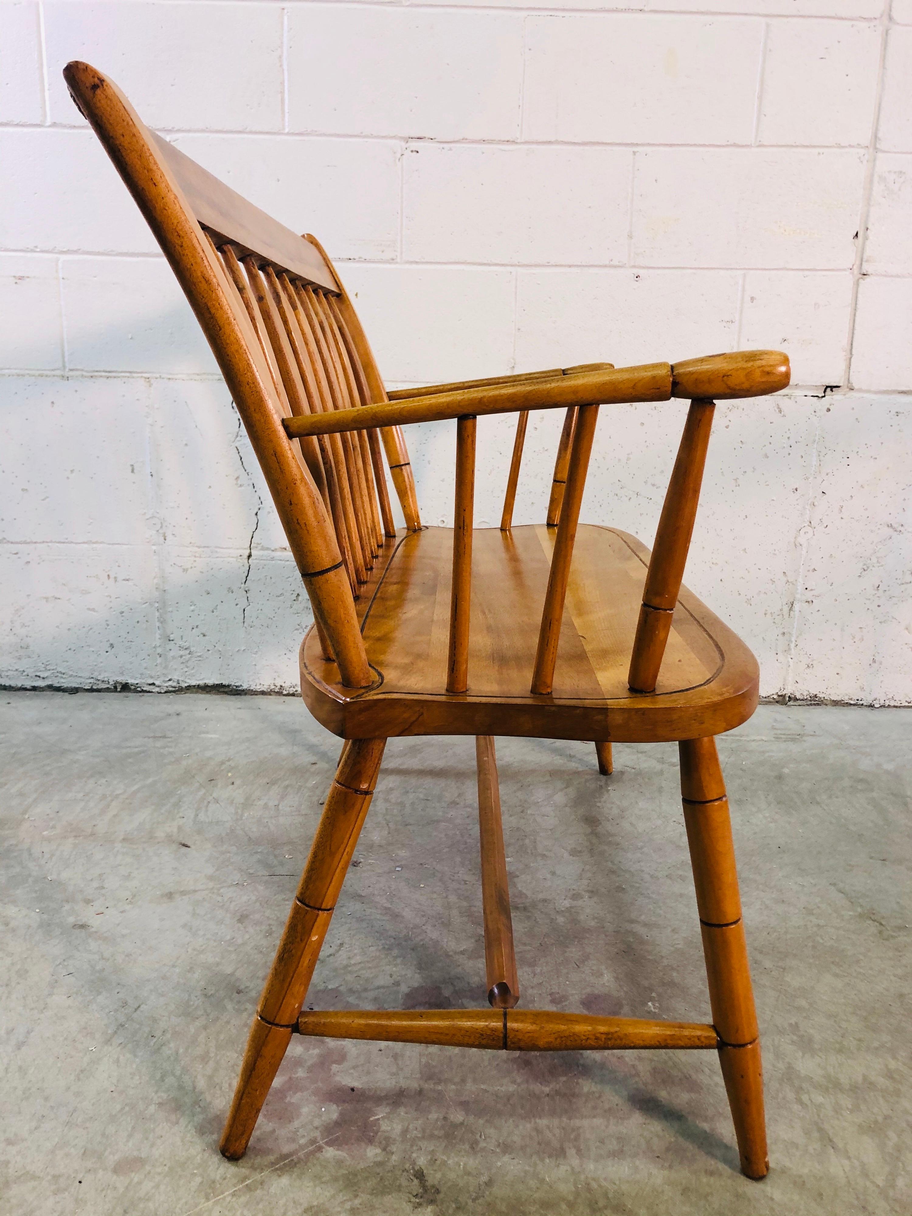 Vintage Nichols and Stone Maple Wood Two-Seat Bench For Sale 1