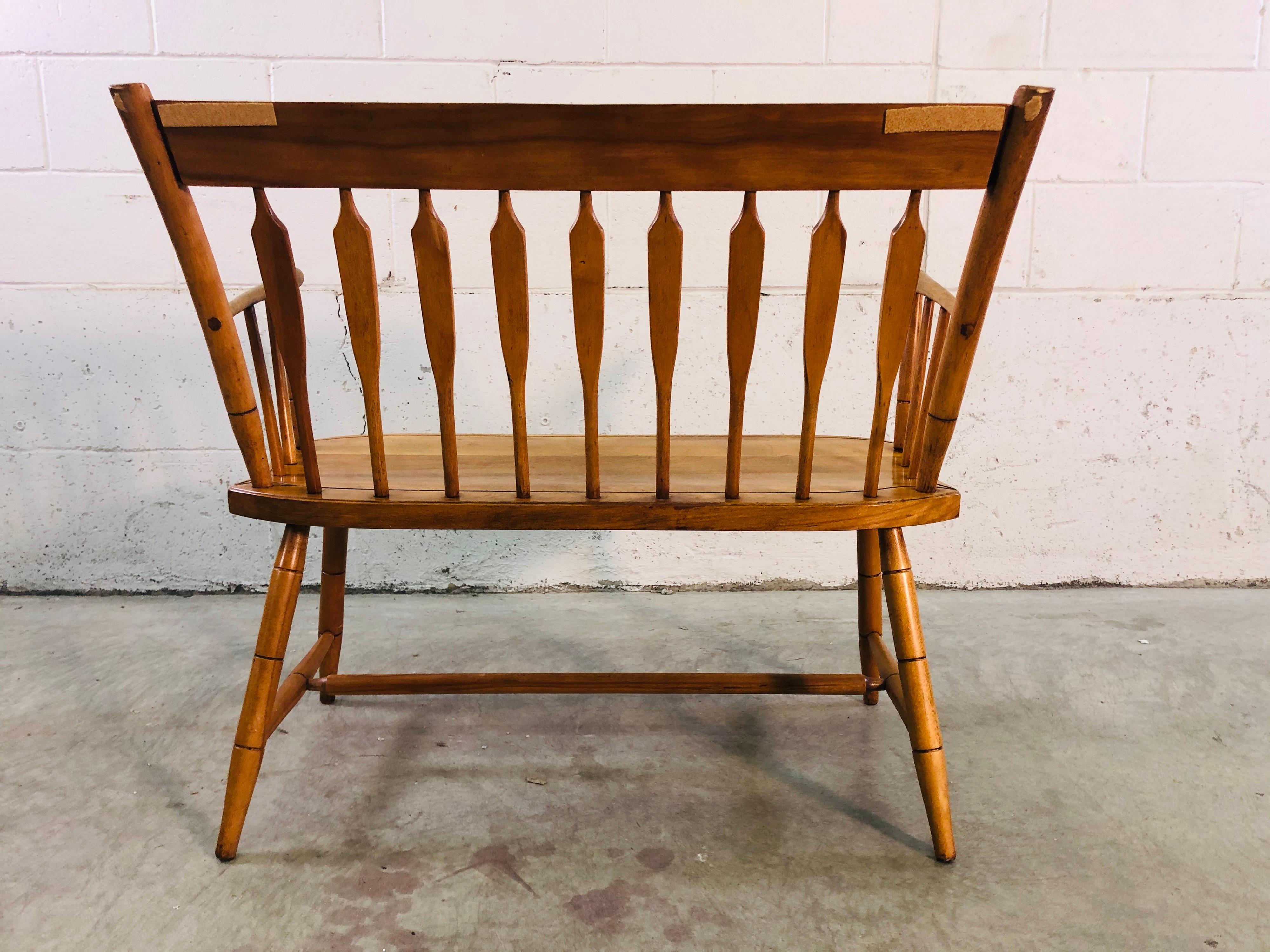 Mid-Century Modern Vintage Nichols and Stone Maple Wood Two-Seat Bench For Sale