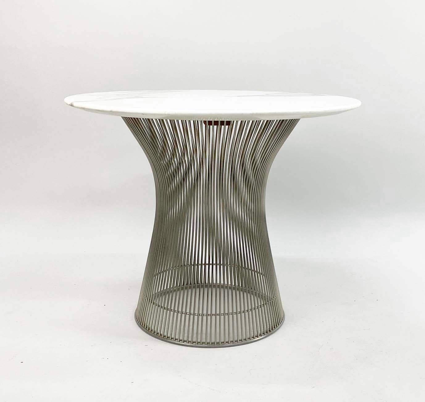 Table d'appoint vintage en nickel et marbre conçue par Warren Platner pour Knoll en vente 3