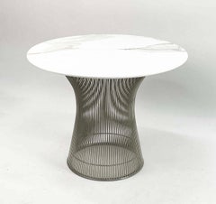 Tavolino vintage in nichel e marmo disegnato da Warren Platner per Knoll