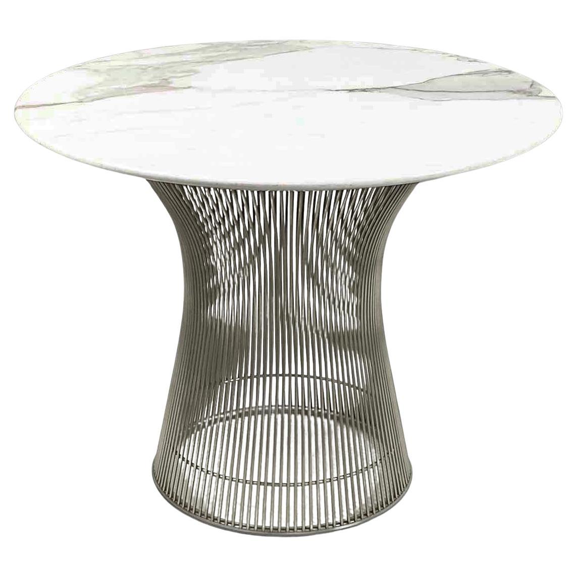 Mesa auxiliar vintage de níquel y mármol diseñada por Warren Platner para Knoll