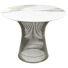 Mesa auxiliar vintage de níquel y mármol diseñada por Warren Platner para Knoll