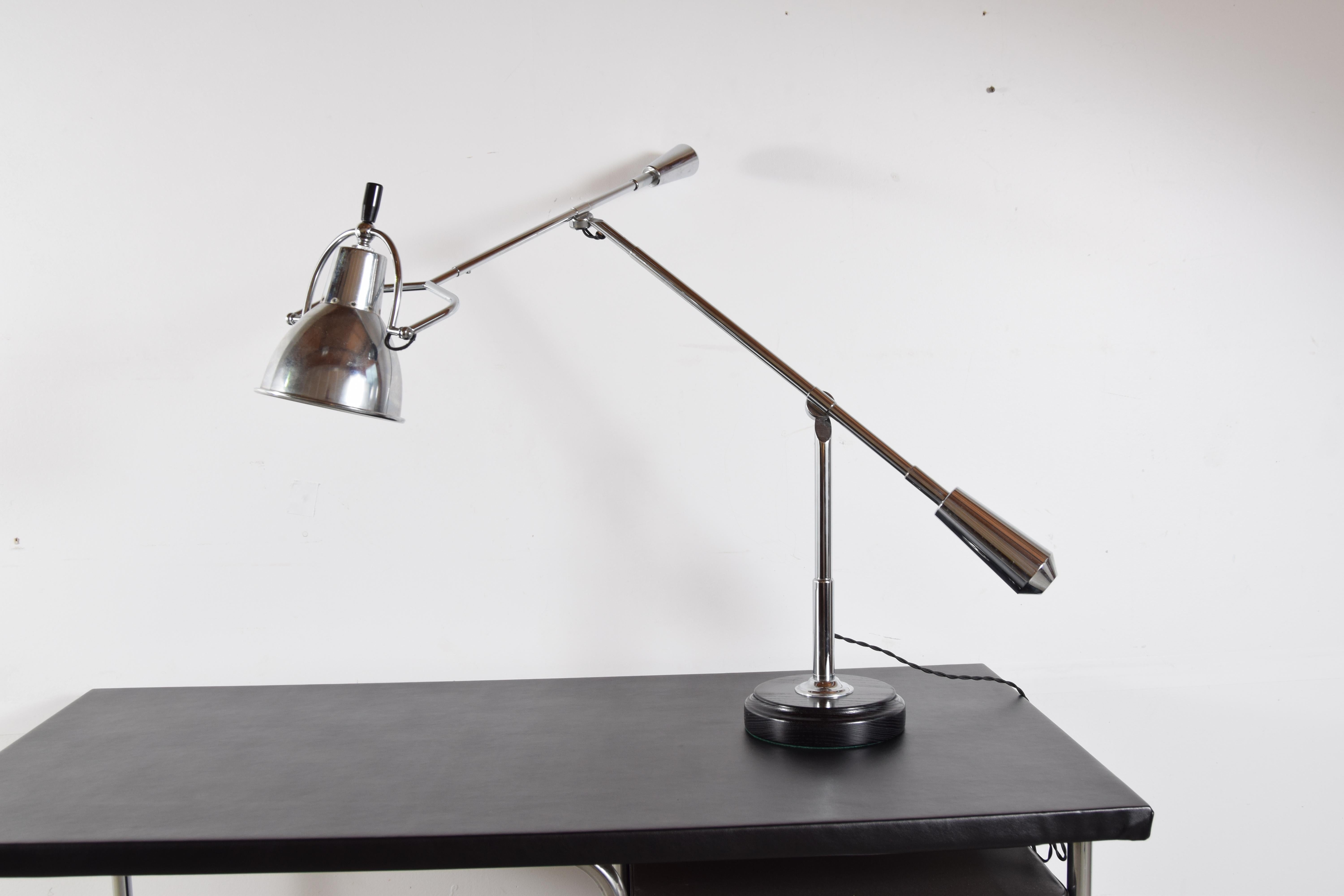 Art Deco Vintage Nickel Desk or Table Lamp by Édouard-Wilfred Buquet