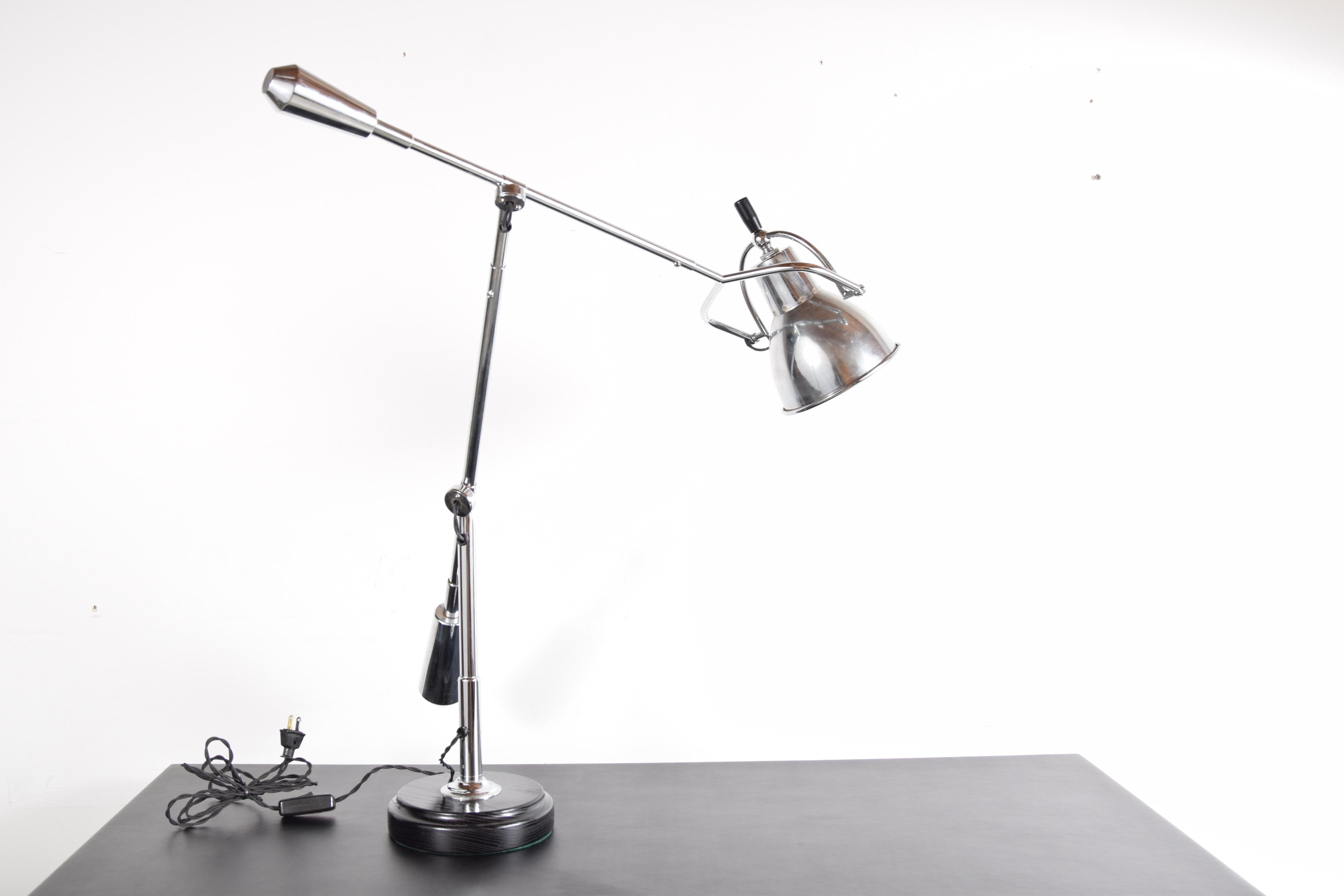 French Vintage Nickel Desk or Table Lamp by Édouard-Wilfred Buquet