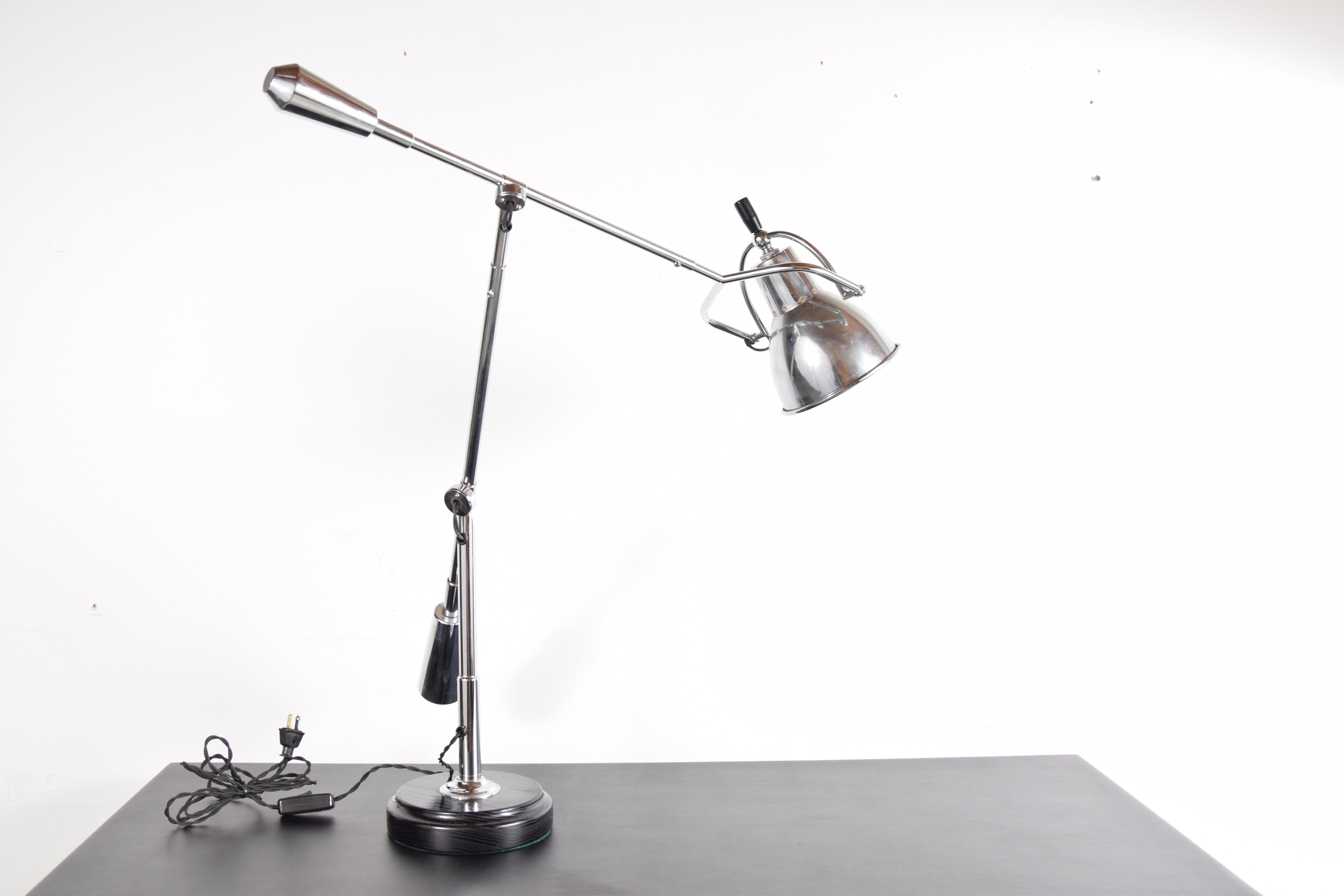 20th Century Vintage Nickel Desk or Table Lamp by Édouard-Wilfred Buquet
