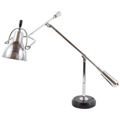 Vintage Nickel Desk or Table Lamp by Édouard-Wilfred Buquet