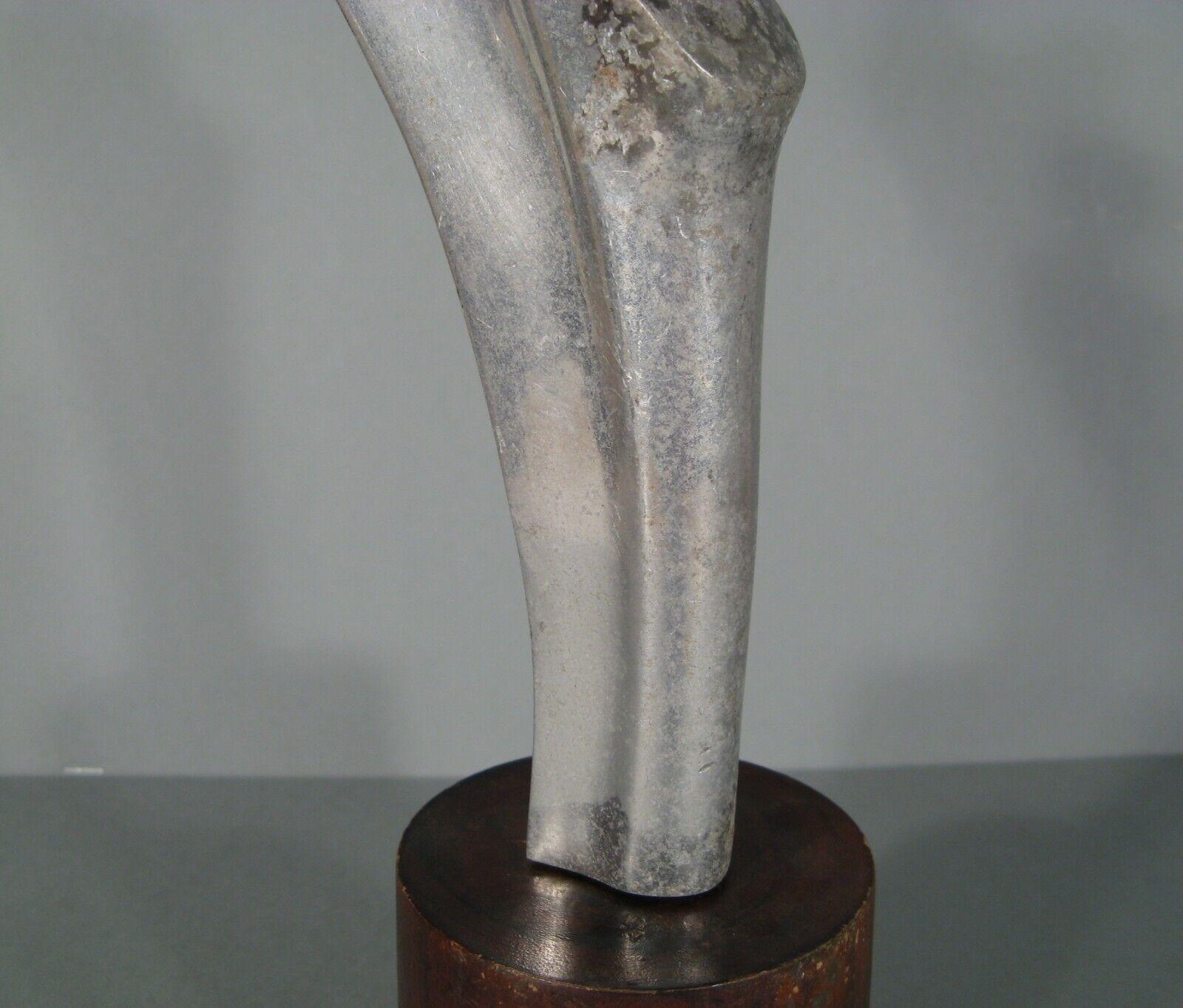 Escultura vintage de metal niquelado: Maternidad estilizada - 1Y101 3