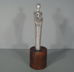 Vintage Nickel-Plated Metal Sculpture: Stylized Maternity - 1Y101