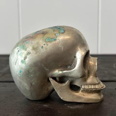Vintage Nickel Skull Sculpture