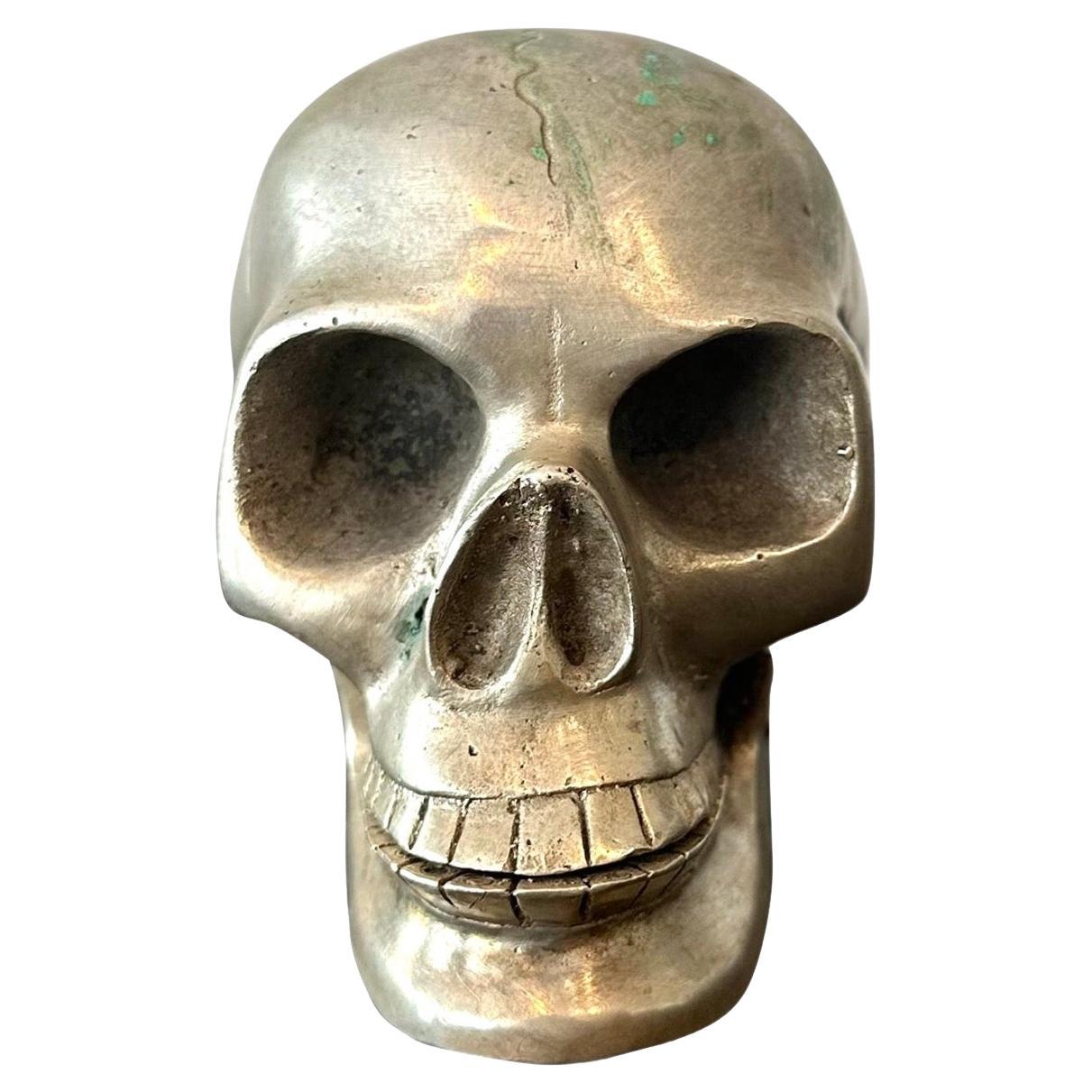 Escultura de calavera de níquel vintage