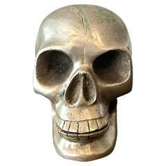 Vintage Nickel Schädel Skulptur