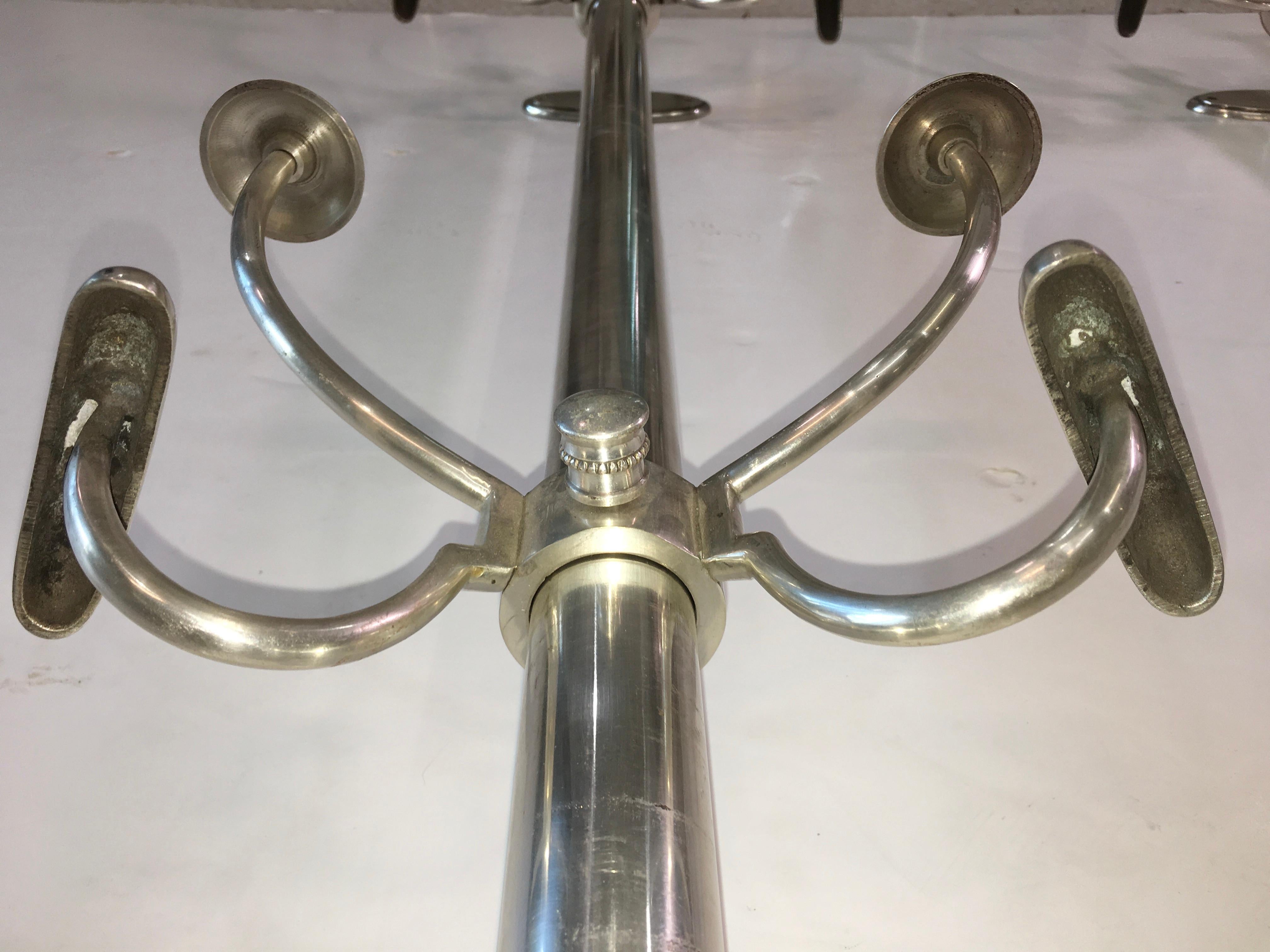 Vintage Nickeled Brass Wall Mounted Coat & Hat Tree 5