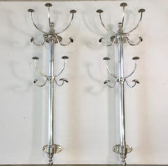 Vintage Nickeled Brass Wall Mounted Coat & Hat Tree
