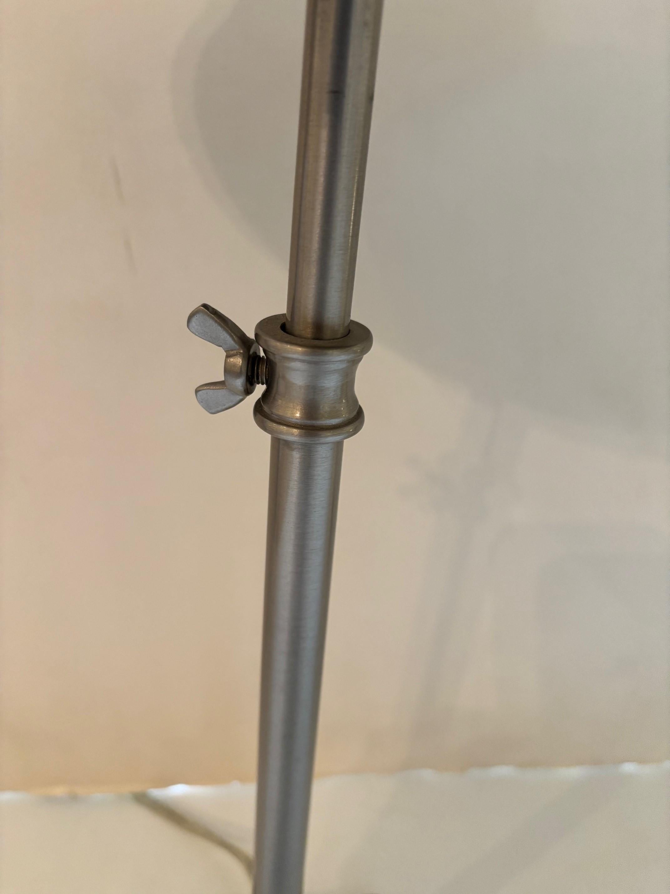 Hand-Crafted Vintage Nickle Plated Adjustable Table Lamp with Hardwired Integral Helmet Shade For Sale