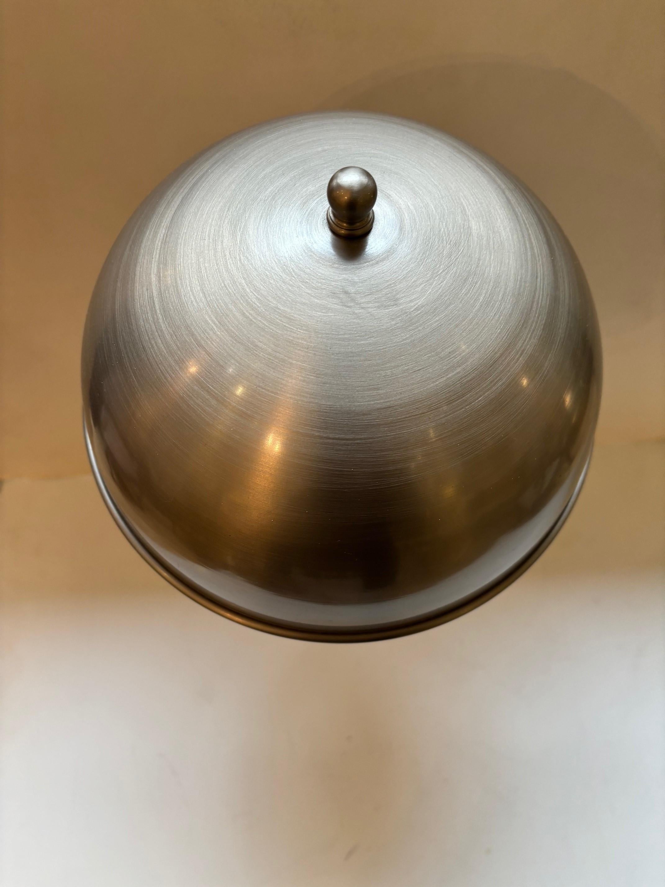 Late 20th Century Vintage Nickle Plated Adjustable Table Lamp with Hardwired Integral Helmet Shade For Sale