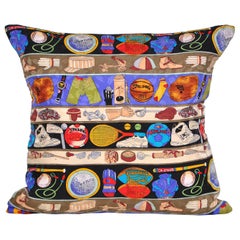 Vintage Nicole Miller Silk Fabric Pillow with Irish Linen Cushion