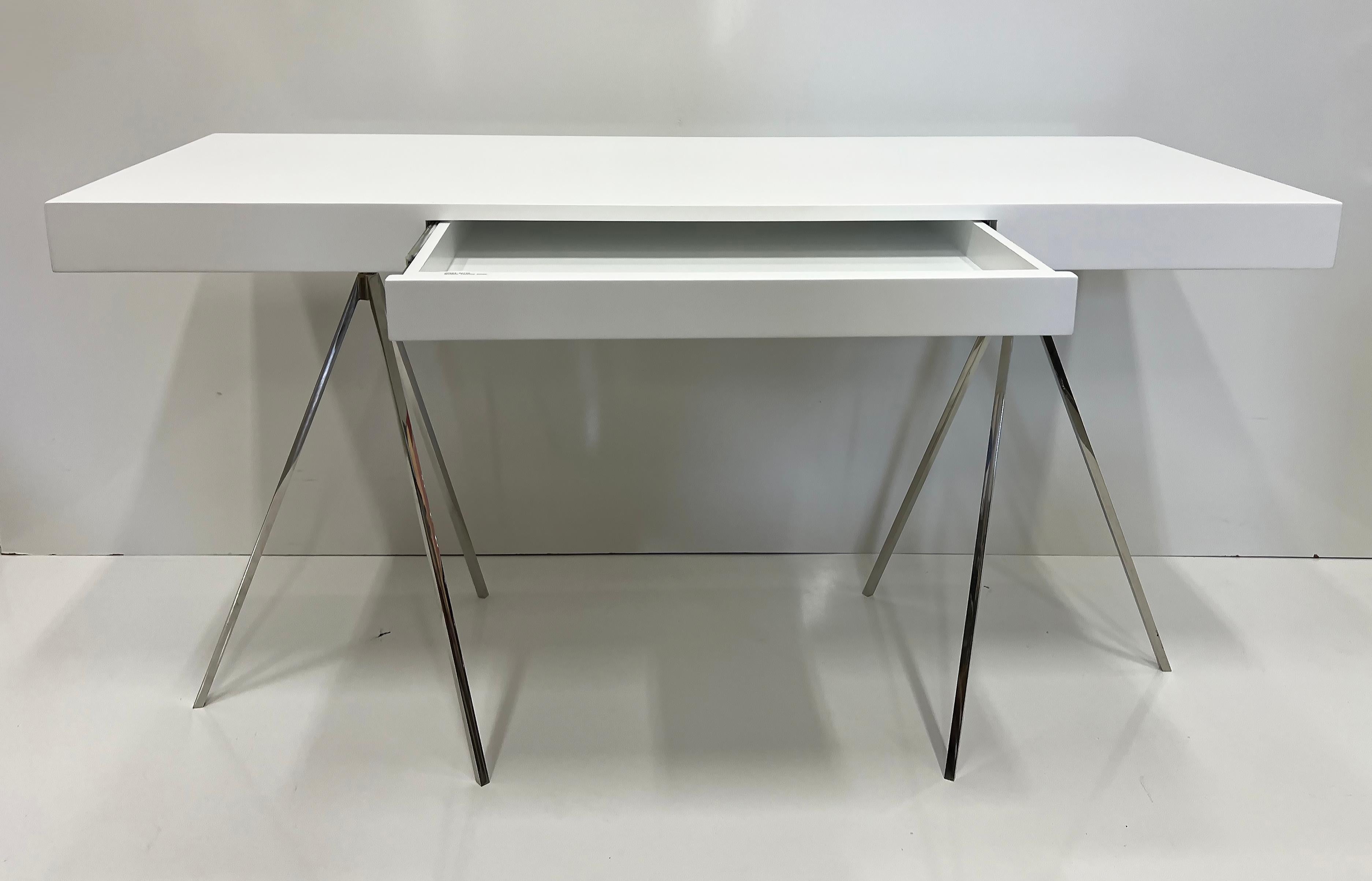 Painted Vintage Niedermaier Furniture Mundo Tripod Desk Stainless Steel and Lacquer