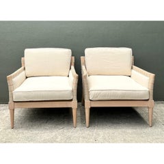 Vintage Niedermaier Wood and Strap Lounge Chairs - Pair