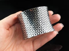 Bracelet manchette en argent niellé vintage, bracelet