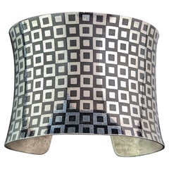 Vintage niello silver cuff bangle, bracelet