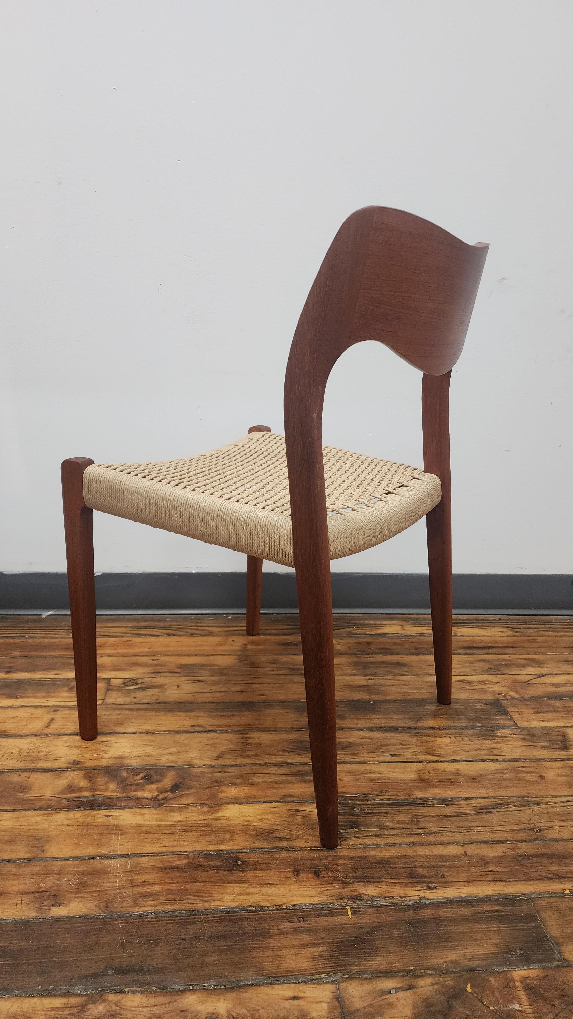 Vintage Niels Moller teak model 71 dining chairs For Sale 1