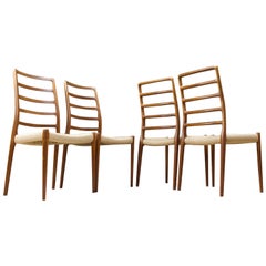 Vintage Niels O. Moller Set of 4 Dining Chair in Teak, Model 82, 1954