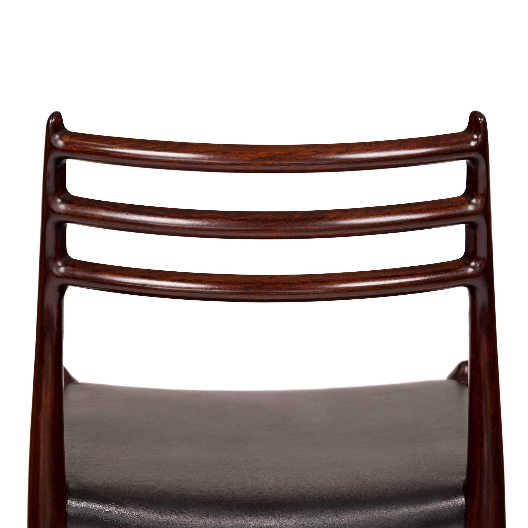 Vintage Niels Otto Møller 78 & 62 Dining Chairs in Solid Rosewood (Set of 6) For Sale 4