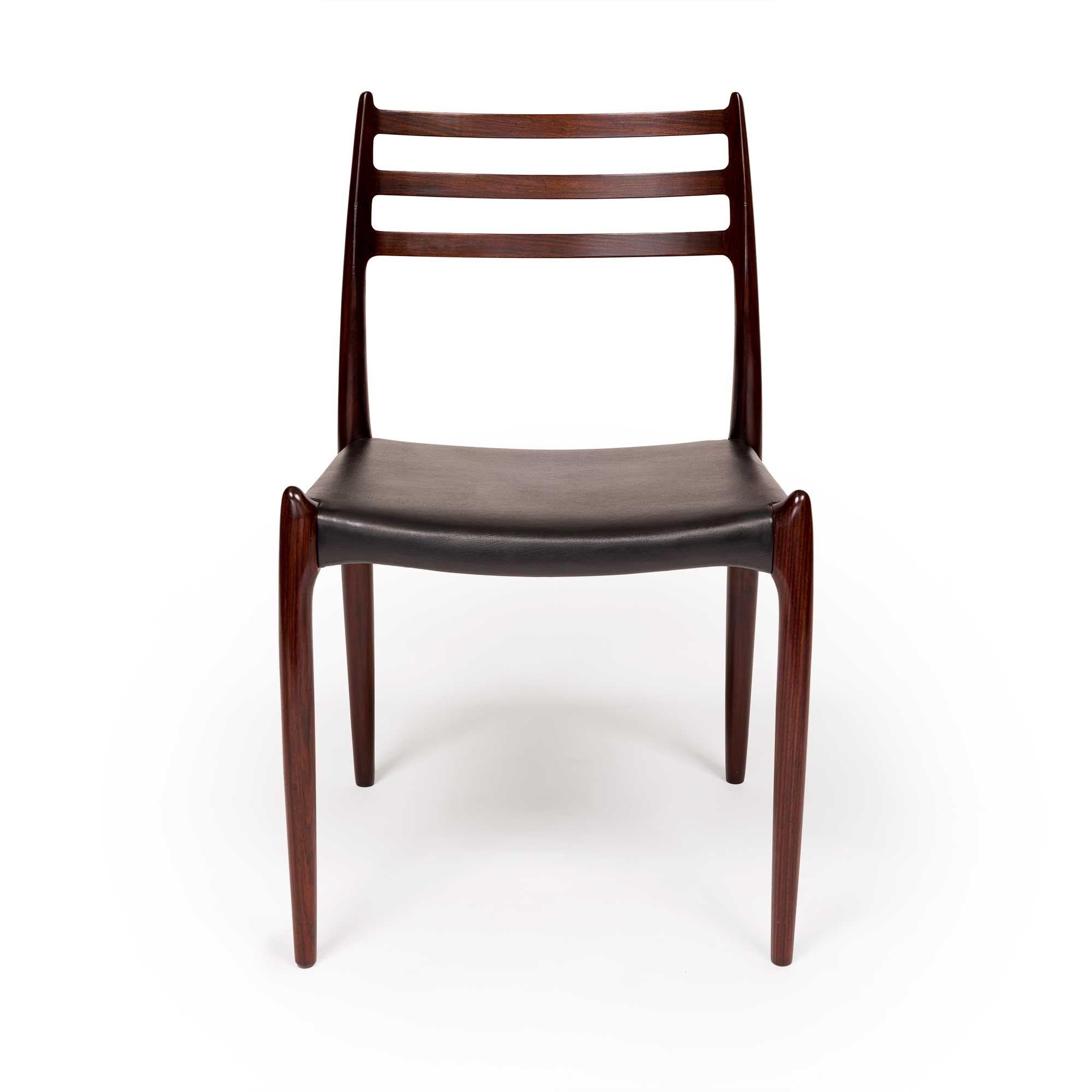 Vintage Niels Otto Møller 78 & 62 Dining Chairs in Solid Rosewood (Set of 6) In Good Condition For Sale In Emeryville, CA
