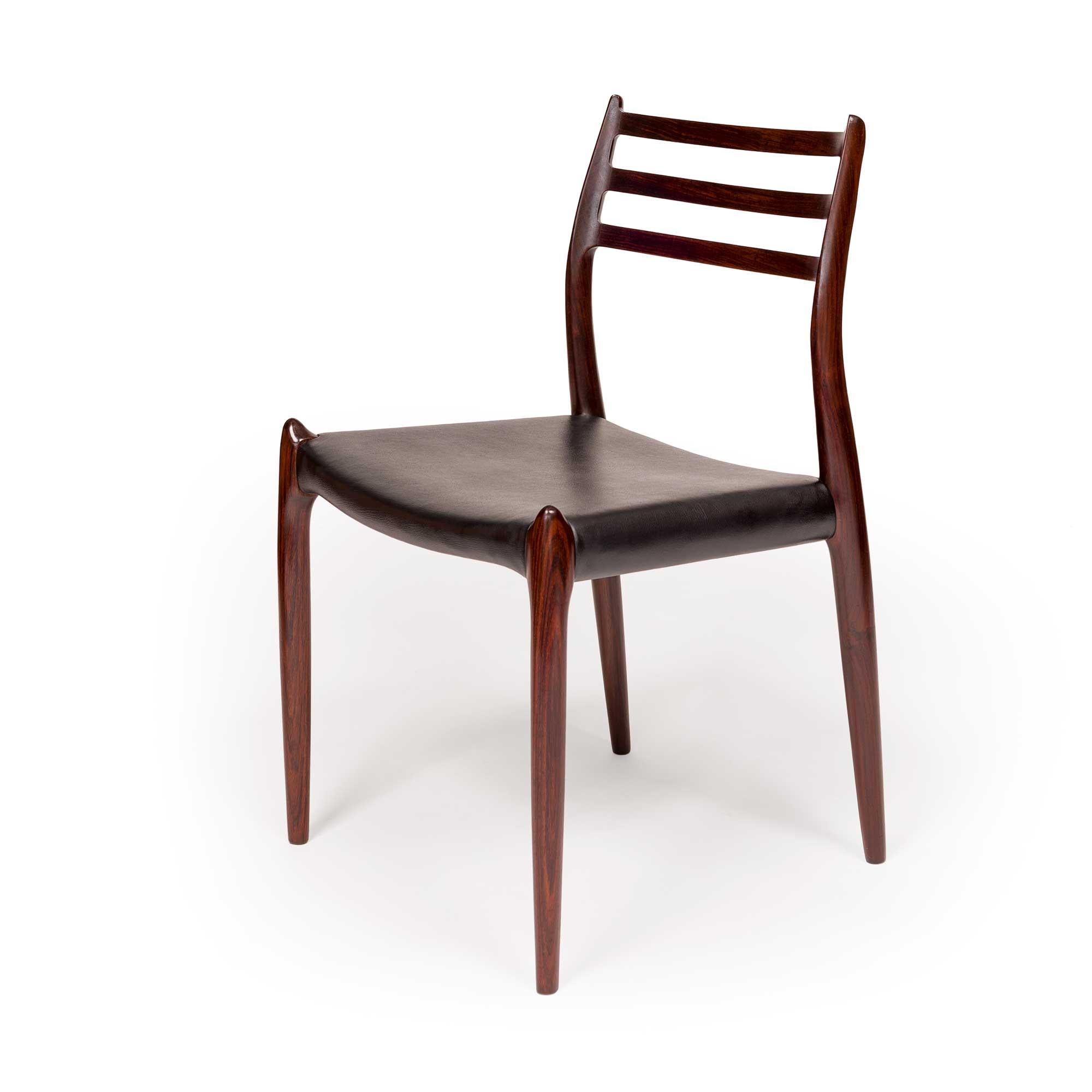Vintage Niels Otto Møller 78 & 62 Dining Chairs in Solid Rosewood (Set of 6) For Sale 3