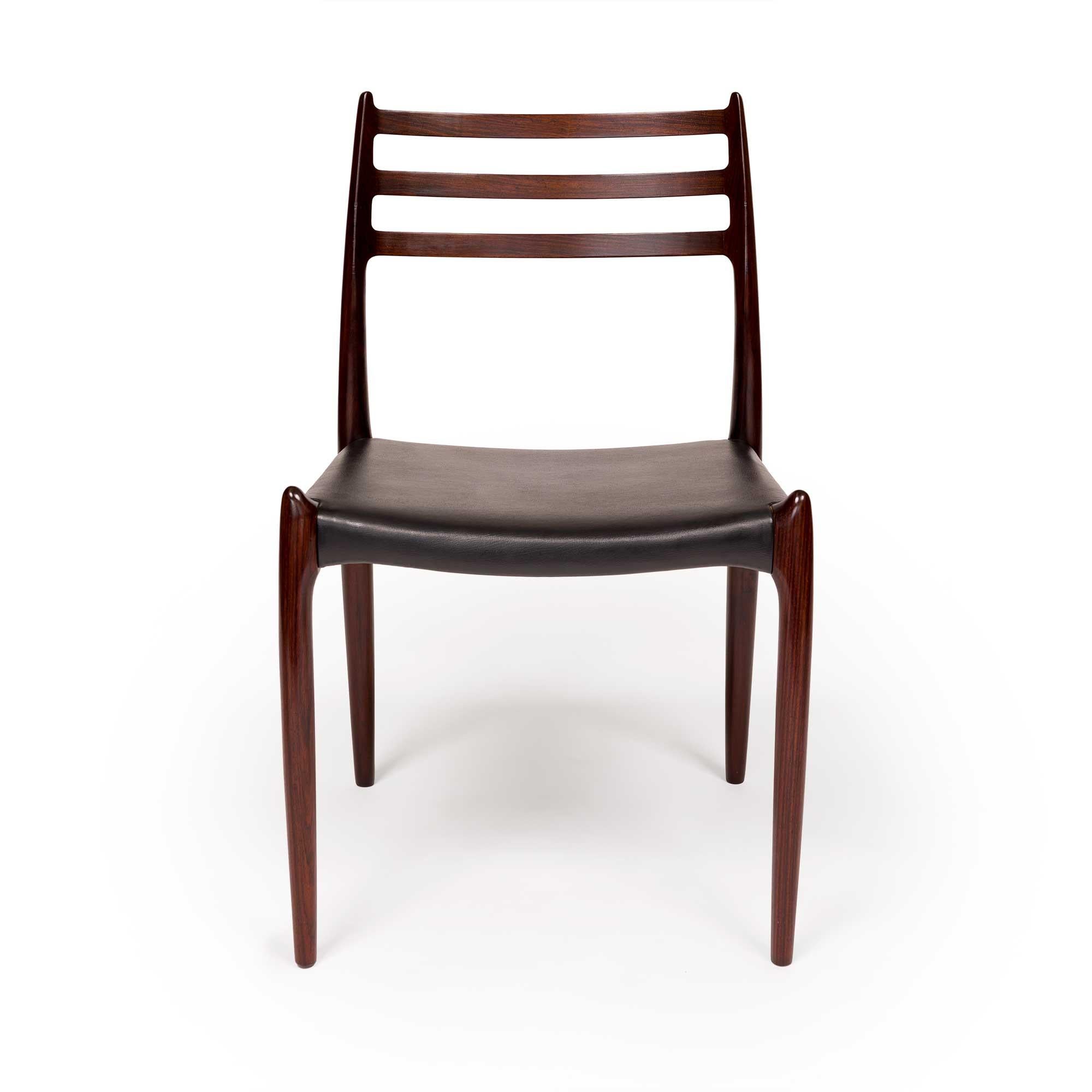 Danish Vintage Niels Otto Møller 78 & 62 Dining Chairs in Solid Rosewood Set of 8  For Sale