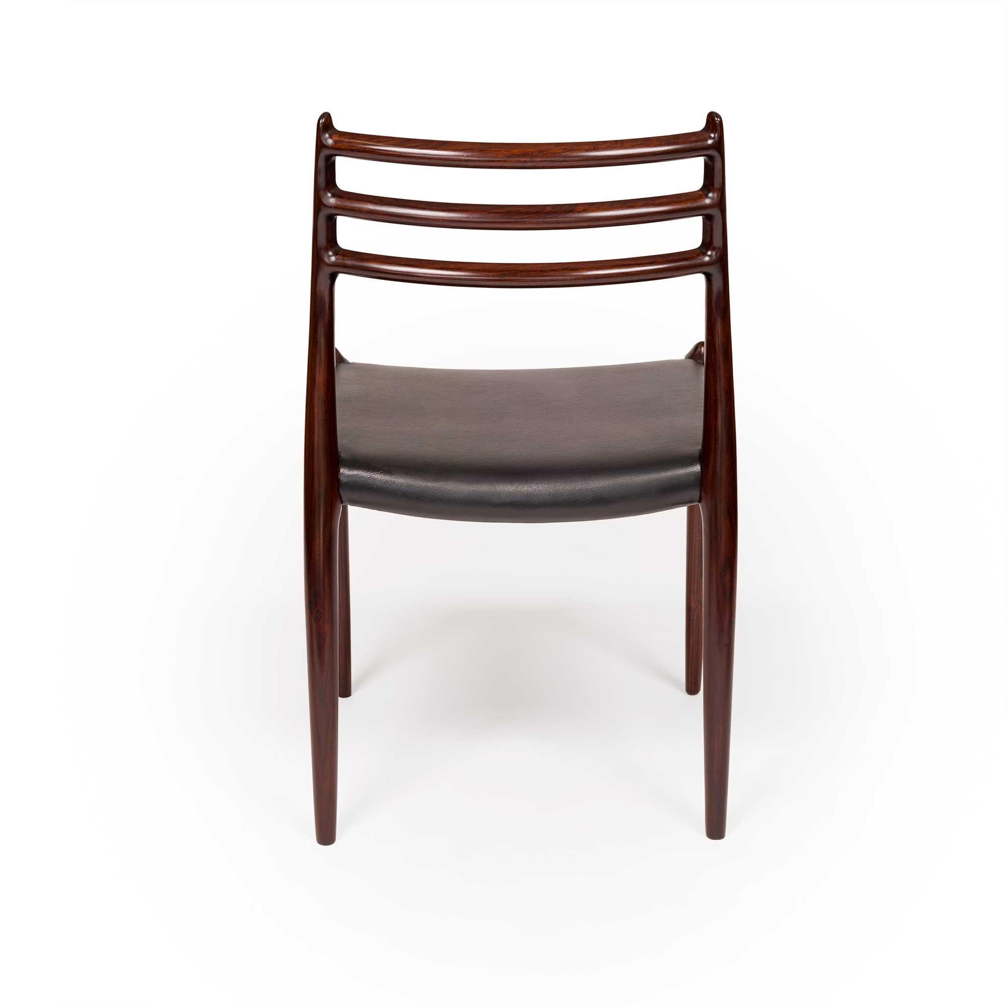 Faux Leather Vintage Niels Otto Møller 78 & 62 Dining Chairs in Solid Rosewood Set of 8  For Sale