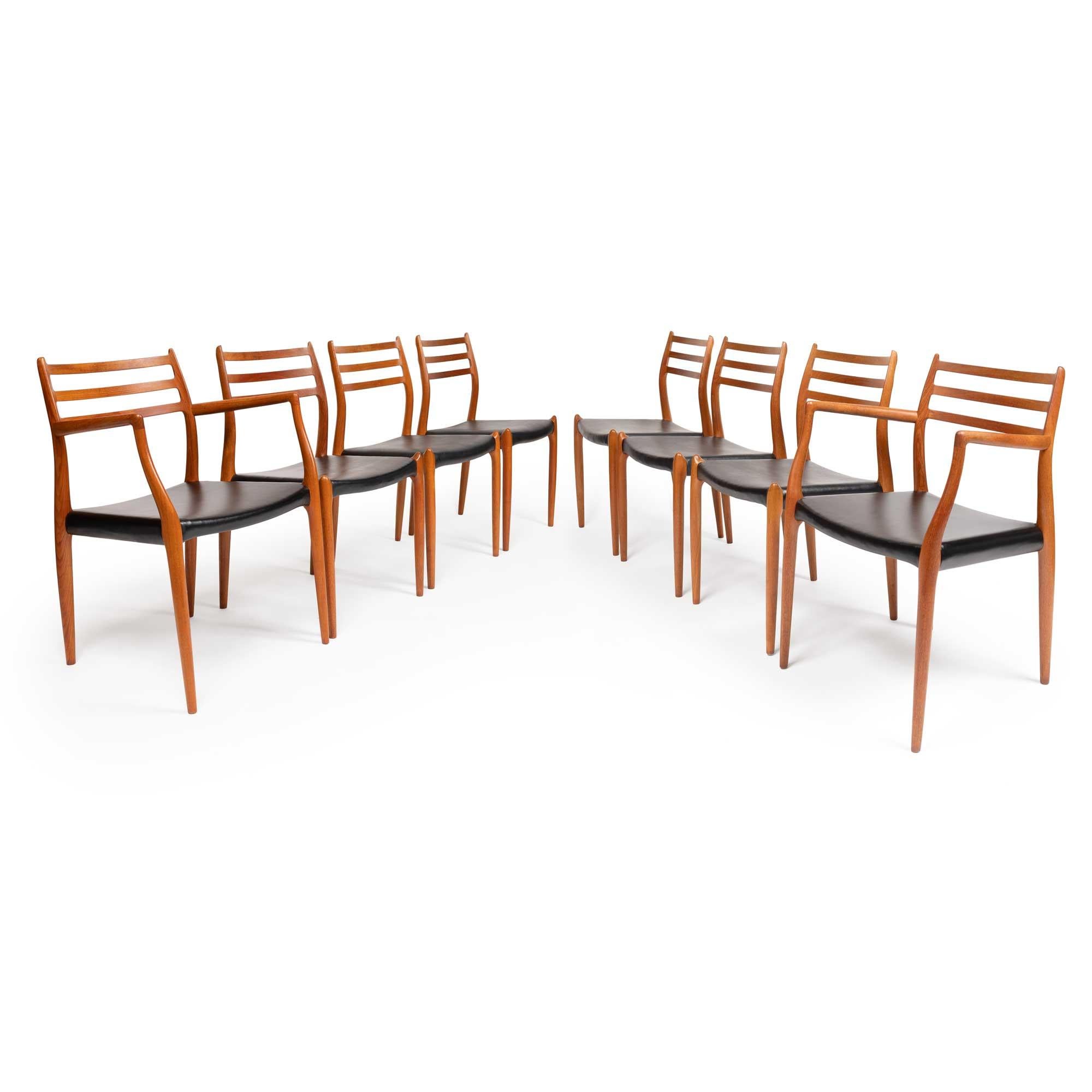 Niels Otto Møller, éminent designer de meubles danois et fondateur de la société J.L.A. Møllers Møbelfabrik, a laissé une marque indélébile sur le design moderne du milieu du siècle. Réputé pour ses chaises en bois magnifiquement travaillées, les