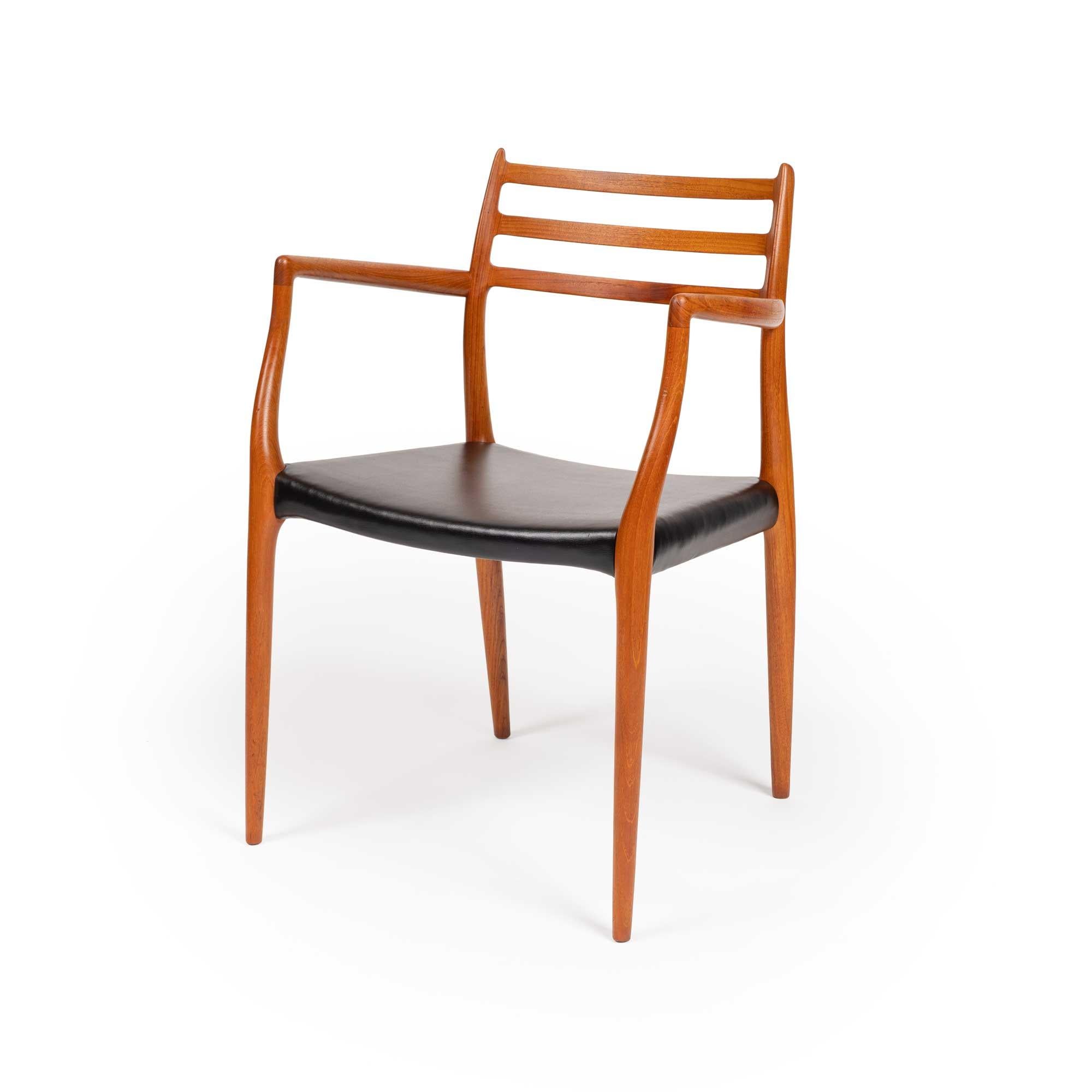 Chaises de salle à manger vintage Niels Otto Møller 78 & 62 en teck massif, ensemble de 8 en vente 1