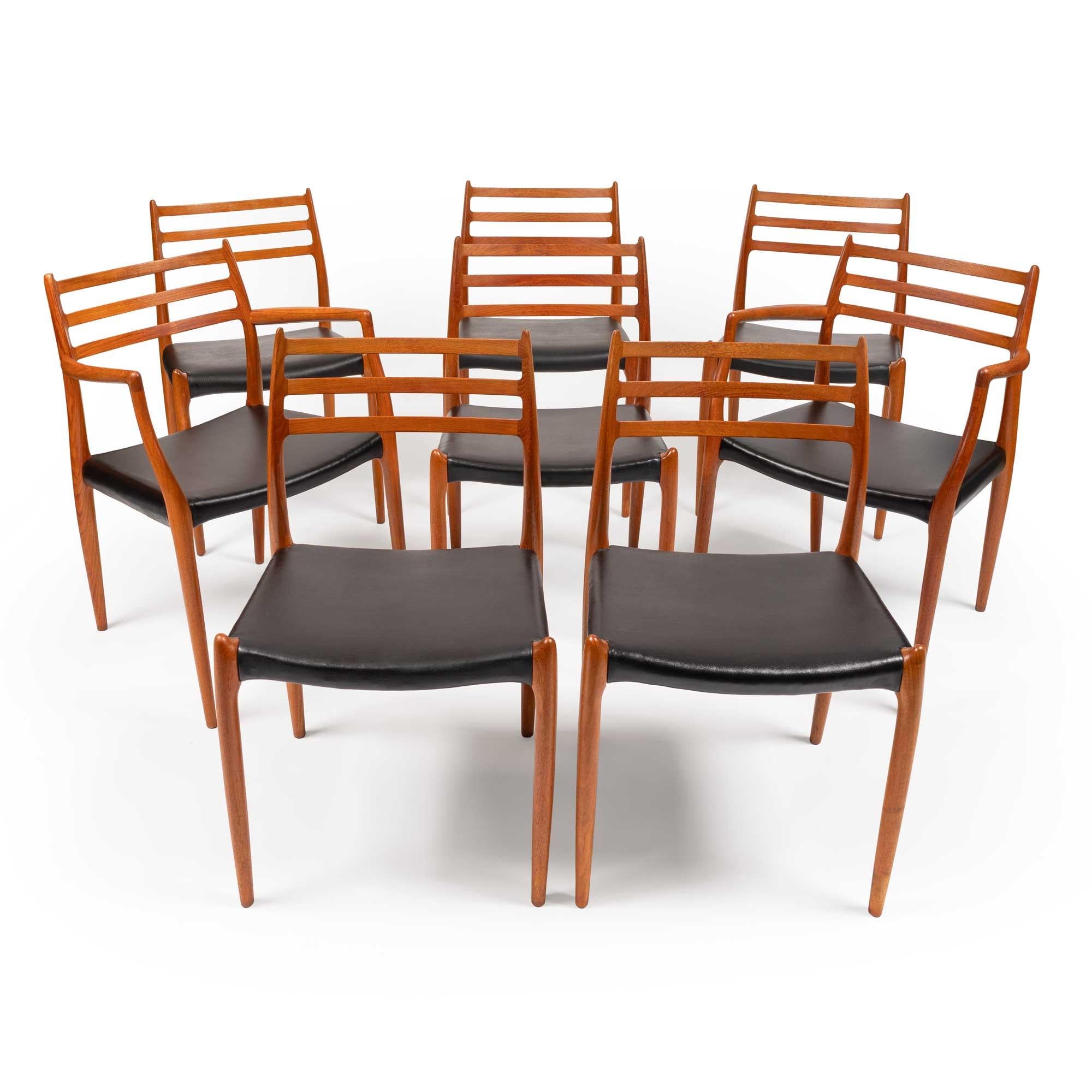 Chaises de salle à manger vintage Niels Otto Møller 78 & 62 en teck massif, ensemble de 8 en vente 2