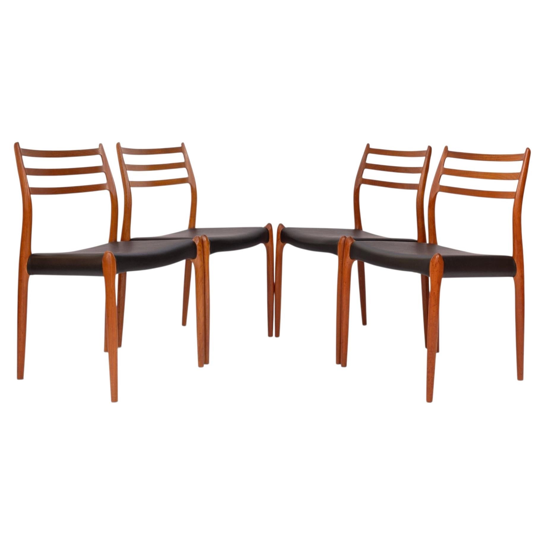 Vintage Niels Otto Møller 78 Dining Chairs in Solid Teak Set of 4