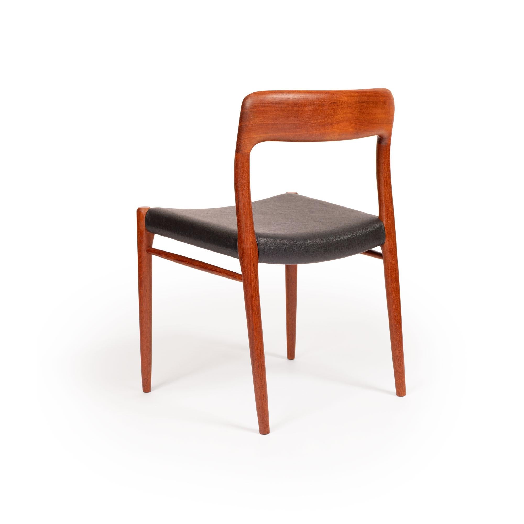Vintage Niels Otto Møller Model 75 Dining Chairs in Solid Teak (Set of 4) For Sale 6