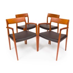 Vintage Niels Otto Møller Model 77 & 57 Dining Chairs in Solid Teak