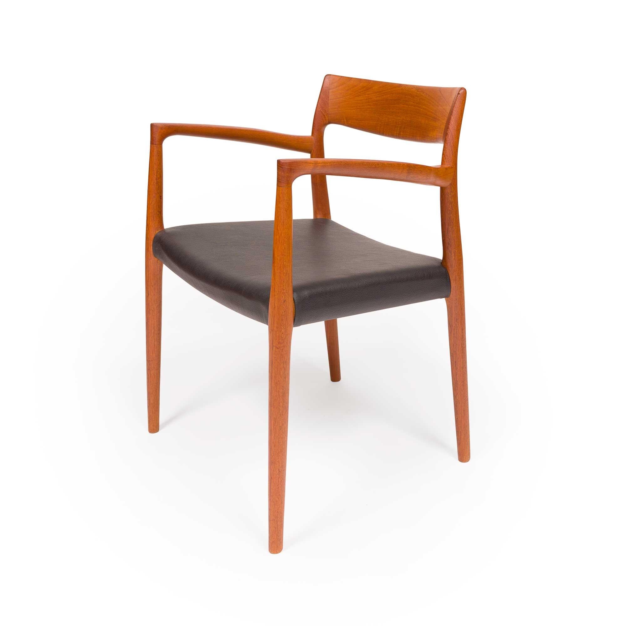 20th Century Vintage Niels Otto Møller Model 77 & 57 Dining Chairs in Solid Teak