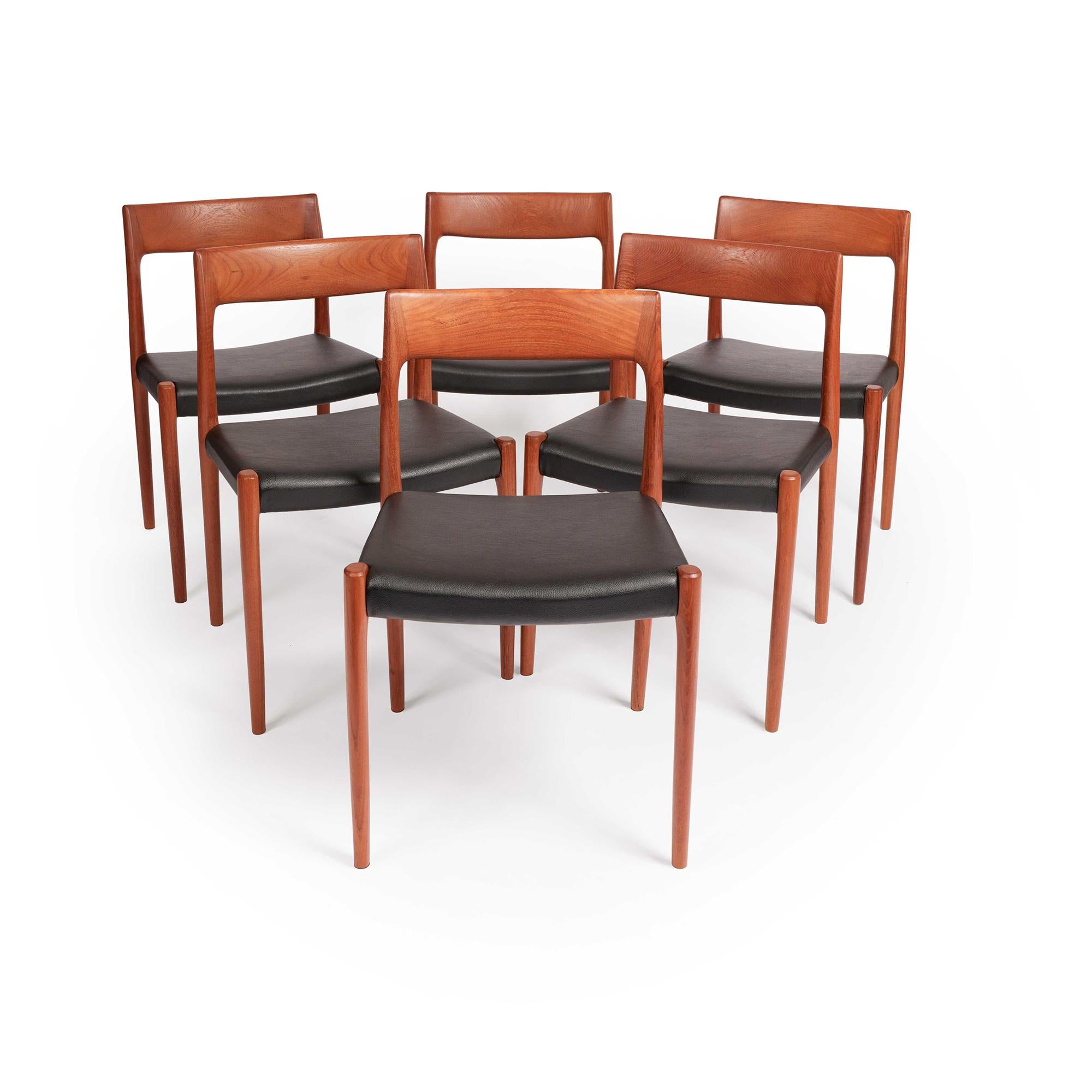 Mid-Century Modern Vintage Niels Otto Møller Model 77 Dining Chairs in Solid Teak